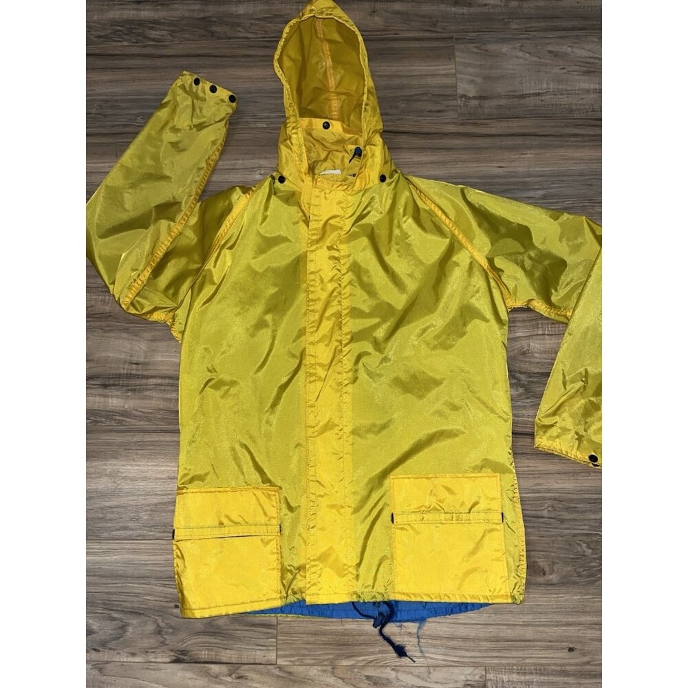 Vtg Shipwright Boat Jacket Mens Small Yellow Hooded Rain Sailing Raincoat USA